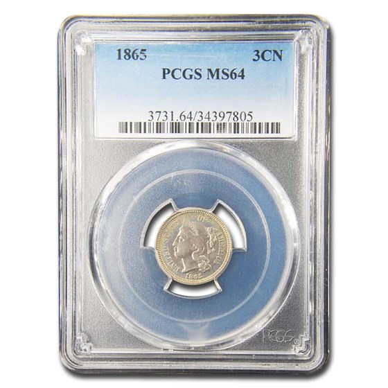 1865 Three Cent Nickel MS-64 PCGS 1865 Three Cent Nickel MS-64 PCGS